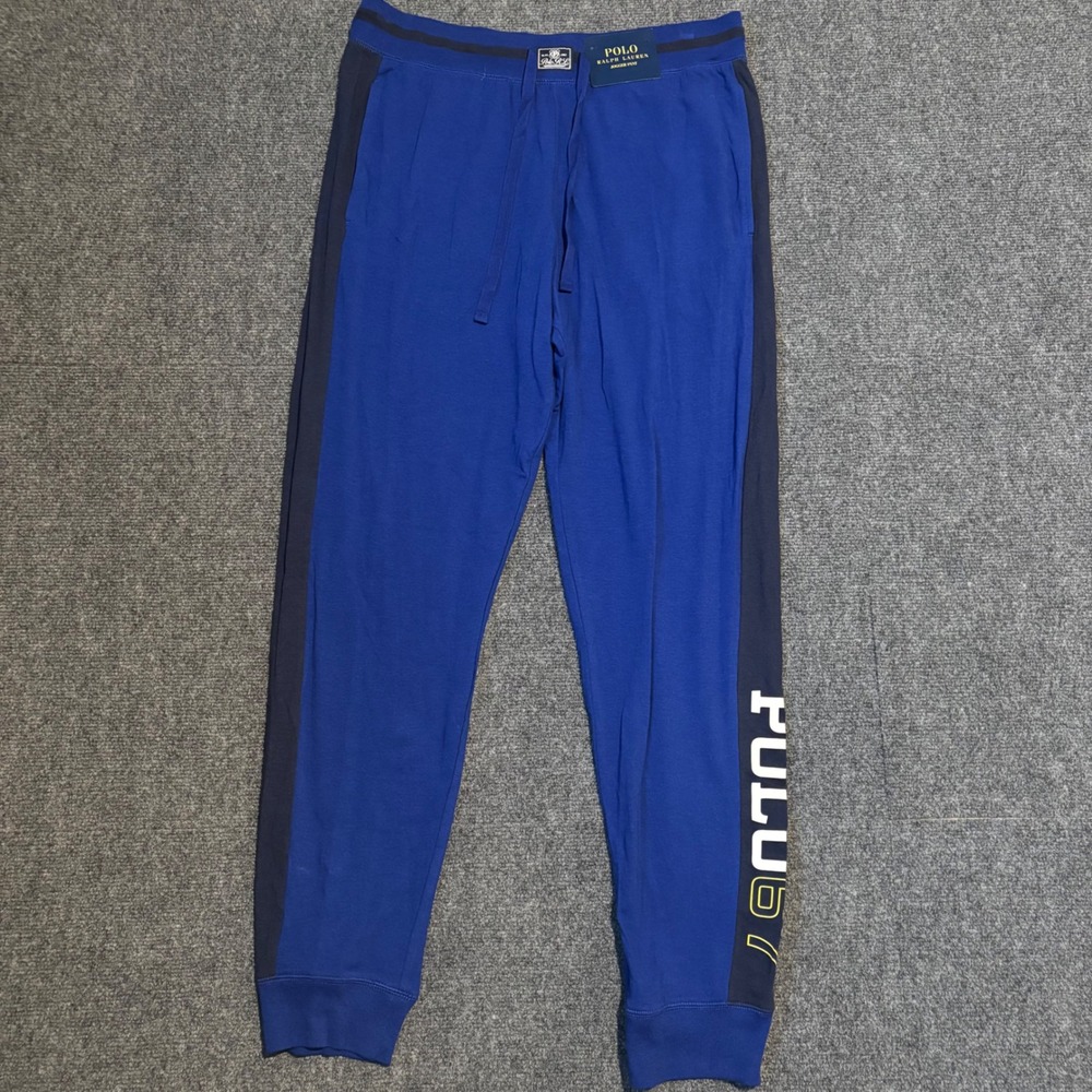 Polo Ralph Lauren Mens Royal Blue Graphic Jogger Pants Sleepwear Large NEW